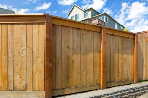 Wood Privacy Fence built in Conroe, Texas surrounding a home.