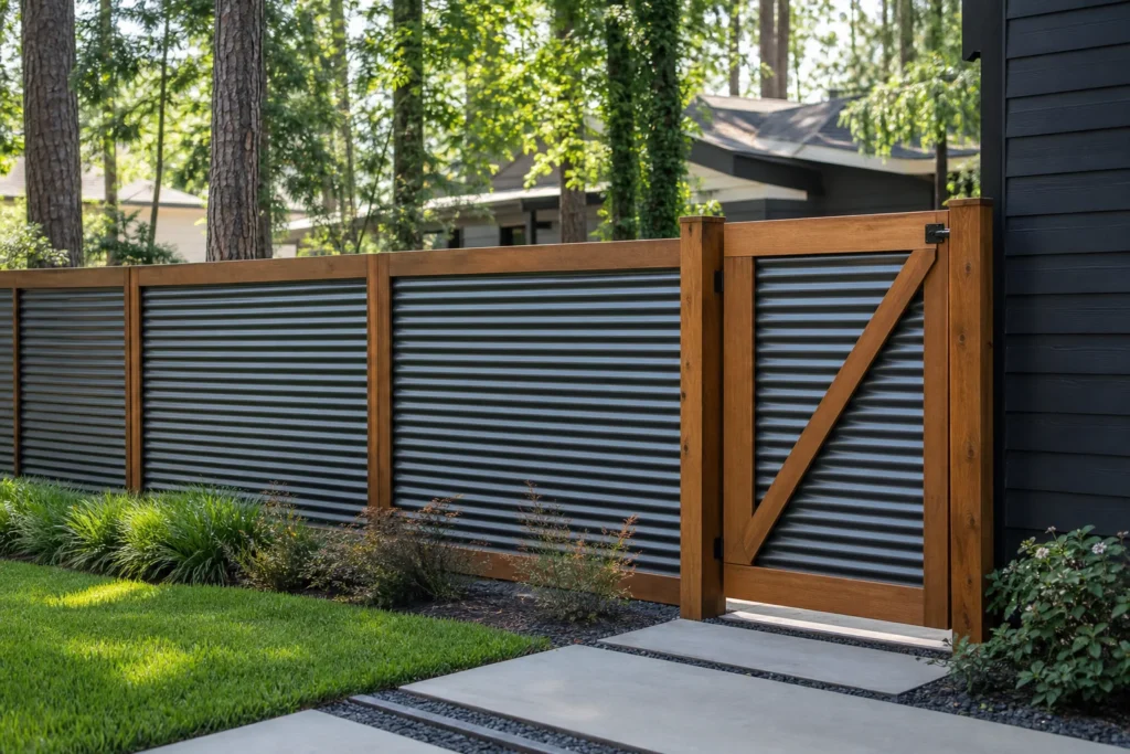 Corrugated Metal Privacy Fence Ideas for Conroe — Conroe-area fence planning